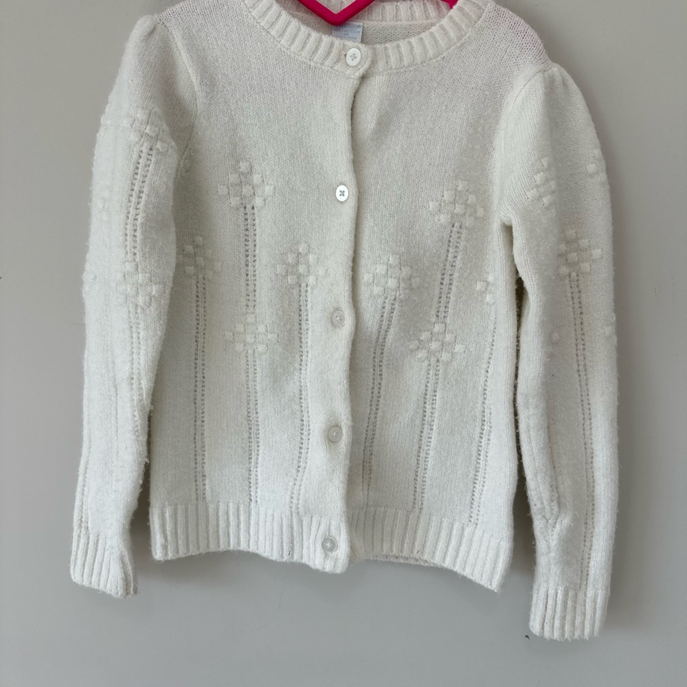 Edgehill Collection Cream Knit Cardigan with Shell Button